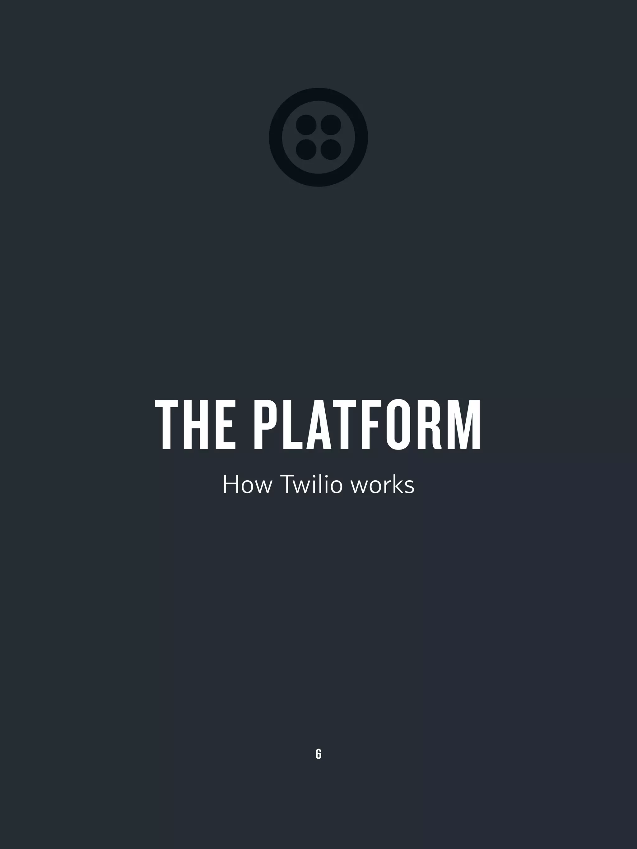 6
THE PLATFORM
How Twilio works
 