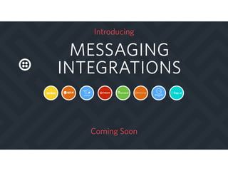 MESSAGING
INTEGRATIONS
Introducing
Coming Soon
 