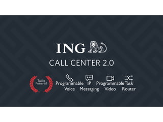 CALL CENTER 2.0
Twilio
Powered Programmable
Voice
IP
Messaging
Programmable
Video
Task
Router
 