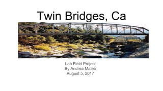 Twin Bridges, Ca
Lab Field Project
By Andrea Mateo
August 5, 2017
 