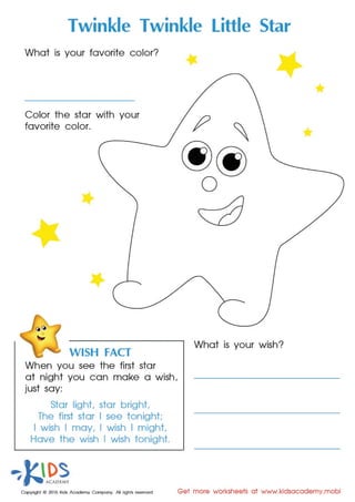 Twinkle Twinkle Little Star coloring pages and lyrics