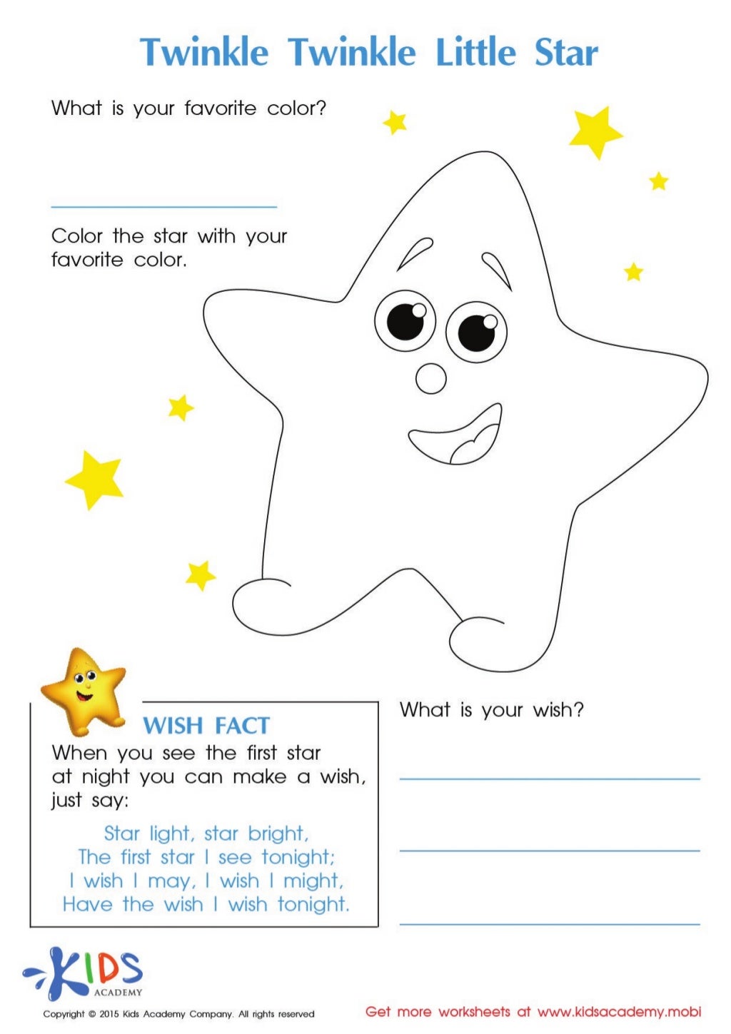 Download Twinkle Twinkle Little Star coloring pages and lyrics
