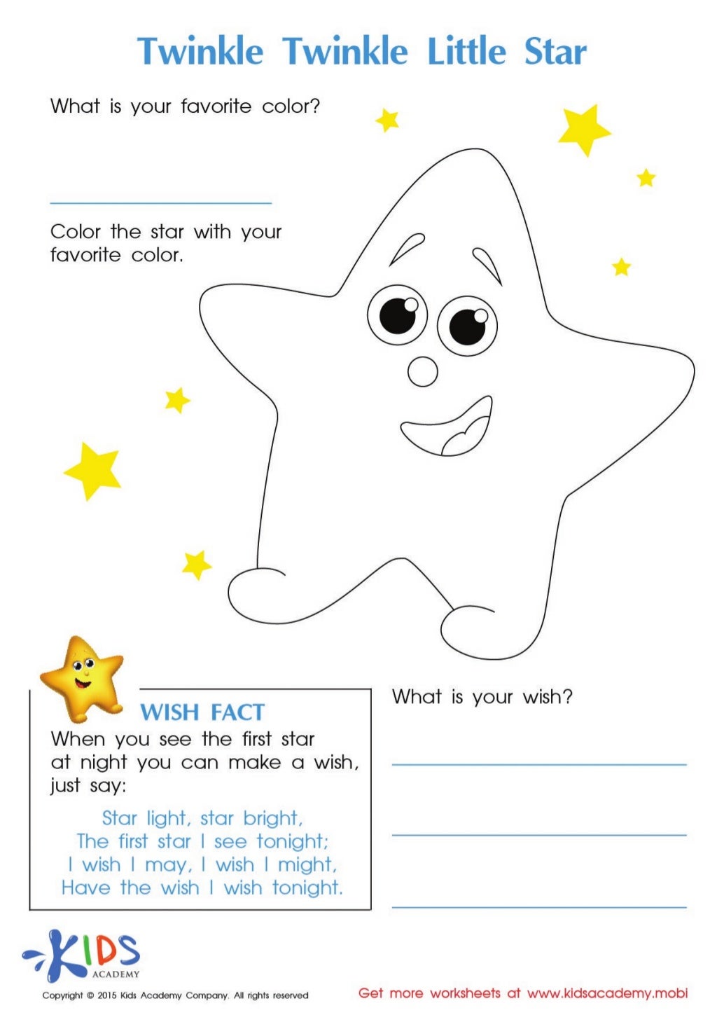 Twinkle Twinkle Little Star coloring pages and lyrics