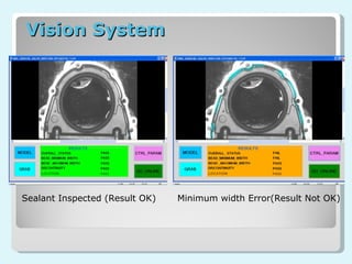 Vision System Sealant Inspected (Result OK) Minimum width Error(Result Not OK) 