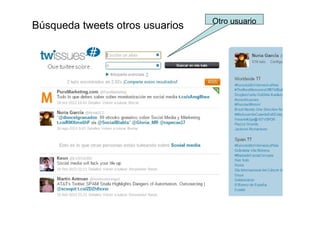 Otro usuario
Búsqueda tweets otros usuarios
 