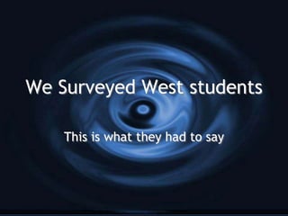 We Surveyed West students

    This is what they had to say
 