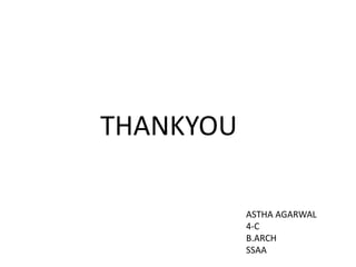 THANKYOU
ASTHA AGARWAL
4-C
B.ARCH
SSAA
 