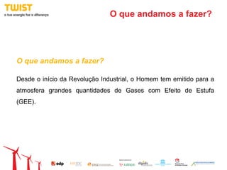 O que andamos a fazer?




O que andamos a fazer?

Desde o início da Revolução Industrial, o Homem tem emitido para a
atmosfera grandes quantidades de Gases com Efeito de Estufa
(GEE).
 