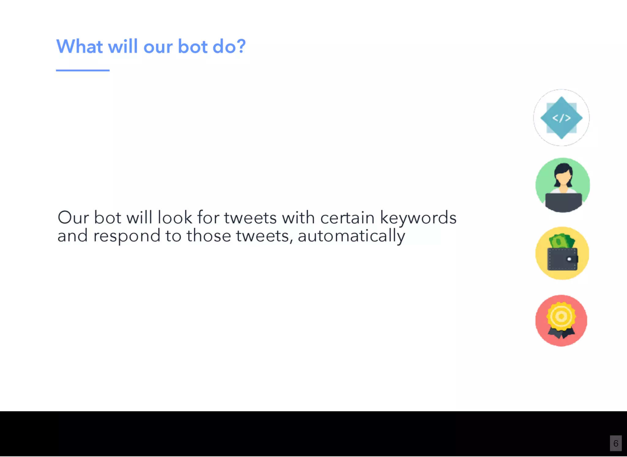 Wi-Fi: TGS Guest
Pass: tgsvisitor384
bit.ly/tf-twitter-js
6
 