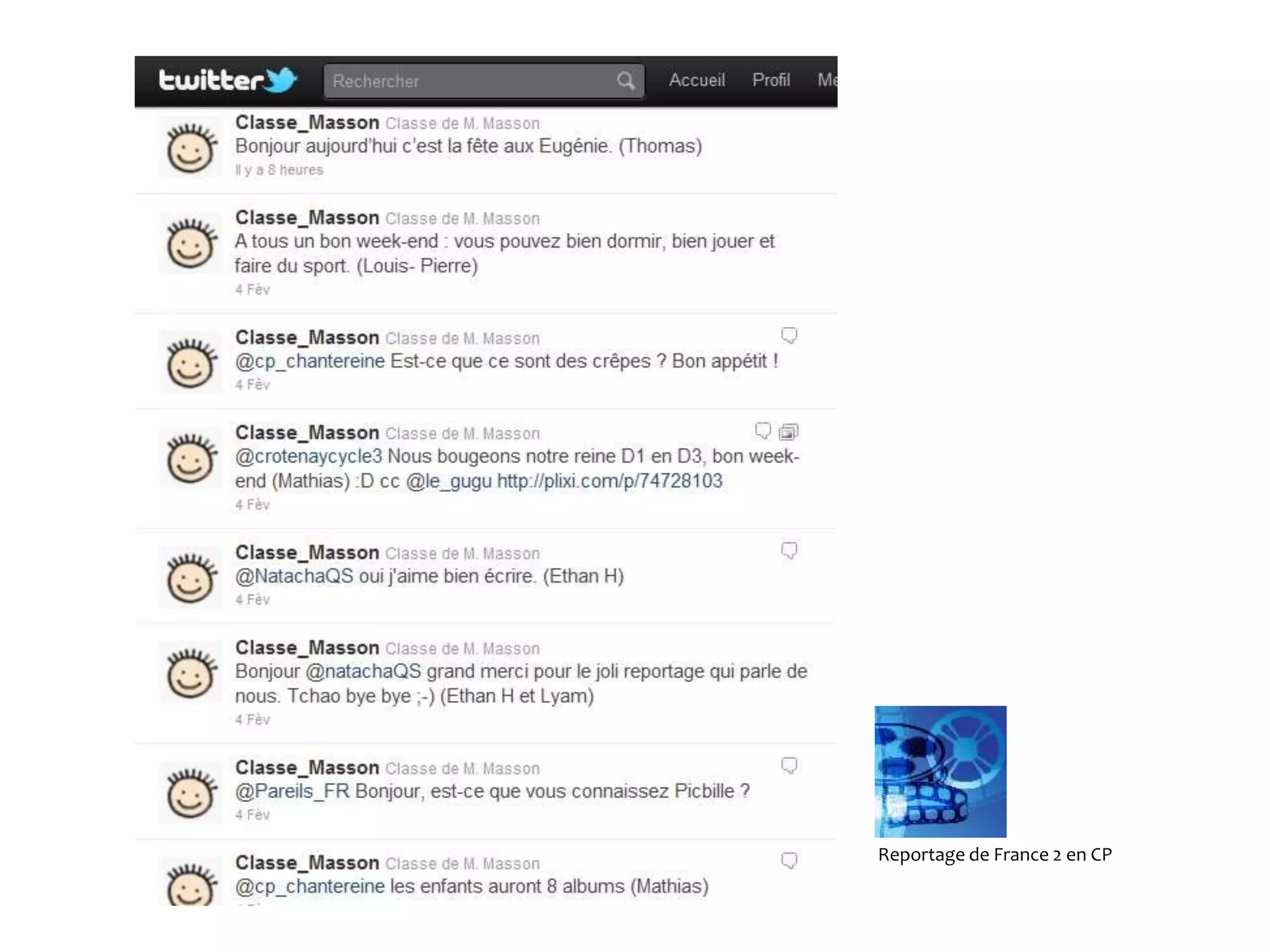 Reportage de France 2 en CP
 