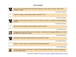 Live-tweet
Document complet : http://www.tweetdoc.org/View/5867/colloque-du-crap
 