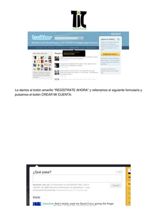 Le damos al botón amarillo “REGÍSTRATE AHORA” y rellenamos el siguiente formulario y
pulsamos el botón CREAR MI CUENTA:
 