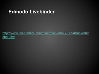 Edmodo Livebinder



http://www.livebinders.com/play/play?id=539565&backurl=/
shelf/my
 