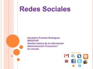 Geraldine Puentes Rodríguez
000321547
Gestión básica de la información
Administración Financiera I
Un minuto
 