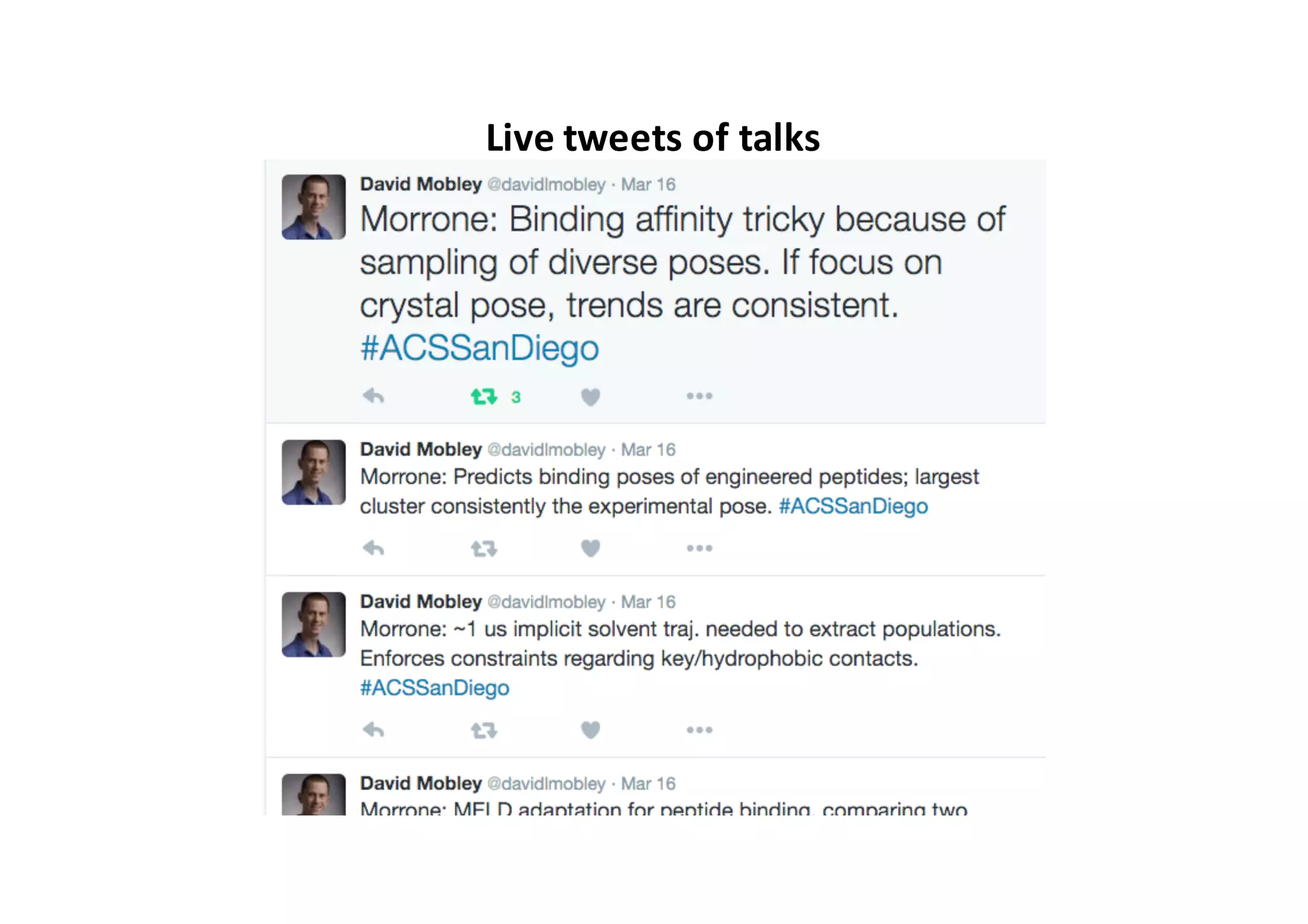 Live tweets of talks