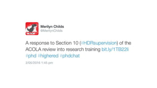 Twitter activity @MerilynChilds #HDRSupervision