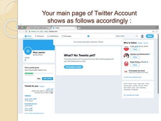 Your main page of Twitter Account
shows as follows accordingly :
 