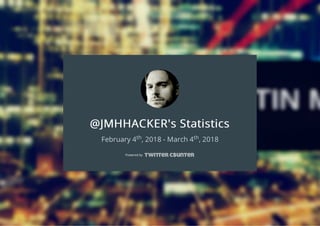 @JMHHACKER's	Statistics
February	4 ,	2018	-	March	4 ,	2018
Powered	by	
th th
 