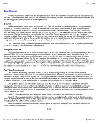 10/3/13 5:18 PMForm S-1
Page 200 of 247http://www.sec.gov/Archives/edgar/data/1418091/000119312513390321/d564001ds1.htm
Table of Contents
Costs of maintenance and repairs that do not improve or extend the lives of the respective assets are expensed as
incurred. Upon retirement or sale, the cost and related accumulated depreciation are removed from the balance sheet and
the resulting gain or loss is reflected in operating expenses.
Goodwill
Goodwill represents the excess of the purchase price over the fair value of the net tangible and intangible assets
acquired in a business combination. Goodwill is not amortized, but is tested for impairment at least annually or more
frequently if events or changes in circumstances indicate that the asset may be impaired. The Company’s impairment
tests are based on a single operating segment and reporting unit structure. The goodwill impairment test involves a two-
step process. The first step involves comparing the fair value of the Company’s reporting unit to its carrying value,
including goodwill. If the carrying value of the reporting unit exceeds its fair value, the second step of the test is performed
by comparing the carrying value of the goodwill in the reporting unit to its implied fair value. An impairment charge is
recognized for the excess of the carrying value of goodwill over its implied fair value.
The Company’s annual goodwill impairment test resulted in no impairment charges in any of the periods presented
in the accompanying consolidated financial statements.
Intangible Assets, Net
Intangible assets are carried at cost and amortized on a straight-line basis over their estimated useful lives, which is
generally 12 to 18 months, other than for one asset purchase for which the estimated useful life is 42 months. The
Company reviews identifiable amortizable intangible assets to be held and used for impairment whenever events or
changes in circumstances indicate that the carrying value of the assets may not be recoverable. Determination of
recoverability is based on the lowest level of identifiable estimated undiscounted cash flows resulting from use of the asset
and its eventual disposition. Measurement of any impairment loss is based on the excess of the carrying value of the asset
over its fair value. There has been no impairment charges recorded in any of the periods presented in the accompanying
consolidated financial statements. See Note 7—Goodwill and Other Intangible Assets for additional information.
Fair Value Measurements
The Financial Accounting Standards Board (“FASB”)’s authoritative guidance on fair value measurements
establishes a framework for measuring fair value and expands required disclosure about the fair value measurements of
assets and liabilities. This guidance requires the Company to classify and disclose assets and liabilities measured at fair
value on a recurring basis, as well as fair value measurements of assets and liabilities measured on a nonrecurring basis
in periods subsequent to initial measurement, in a three-tier fair value hierarchy as described below.
The guidance defines fair value as the exchange price that would be received for an asset or paid to transfer a
liability in the principal or most advantageous market for the asset or liability in an orderly transaction between market
participants on the measurement date. Valuation techniques used to measure fair value must maximize the use of
observable inputs and minimize the use of unobservable inputs. The guidance describes three levels of inputs that may be
used to measure fair value:
Level 1—Observable inputs, such as quoted prices in active markets for identical assets or liabilities.
Level 2—Observable inputs other than Level 1 prices, such as quoted prices for similar assets or liabilities, quoted
prices in markets that are not active or other inputs that are observable or can be corroborated by observable market data
for substantially the full term of the assets or liabilities.
Level 3—Unobservable inputs that are supported by little or no market activity and that are significant to the fair
value of the assets or liabilities.
F-16
 