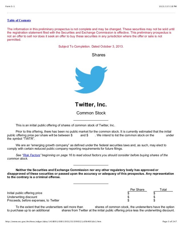 What is twitters ipo date