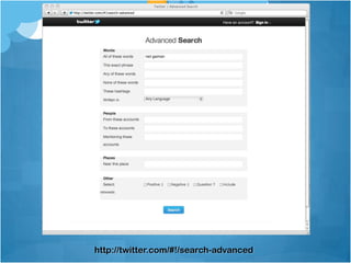 Also a verb, to tweetSome Definitions“On Twitter, the people I follow provide me with more relevant links &information than any other tool. It saves me time &helps me learn about new technologies or innovative ideas, as they are happening.”TweetFollow/FollowerBasic social relationship of Twitter