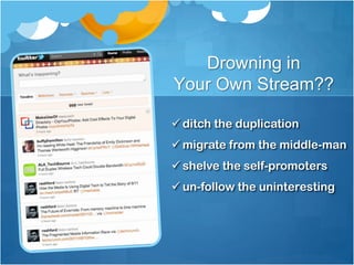 A social network like Facebook, MySpace, LinkedInSome say it isn’t a social network at all but a “real-time information network” or a “personal quick response network”Private!If you wouldn’t shout it from the roof-top, don’t tweet it.For everyoneSo who is on Twitter?13% of online American adults