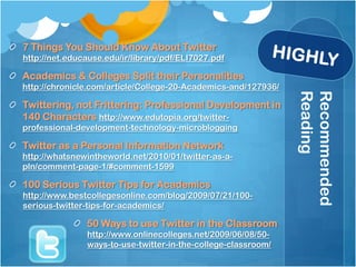 Magazines, newspapers, television shows, writers, actors, animalsOkay, now what?Now… sign up for an account at twitter.comYou need a Twitter name and a password.Both can be changed, but changing your Twitter name after you have followers can be confusing.Not quite ready to sign up?Then, look around a bit. Just pick a topic, search for a person & see what’s going on ...