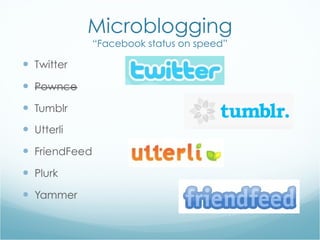 Microblog ging “Facebook status on speed” 