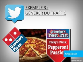 EXEMPLE 3 :
GÉNÉRER DU TRAFFIC

#letsdolunch
@marieeved

 
