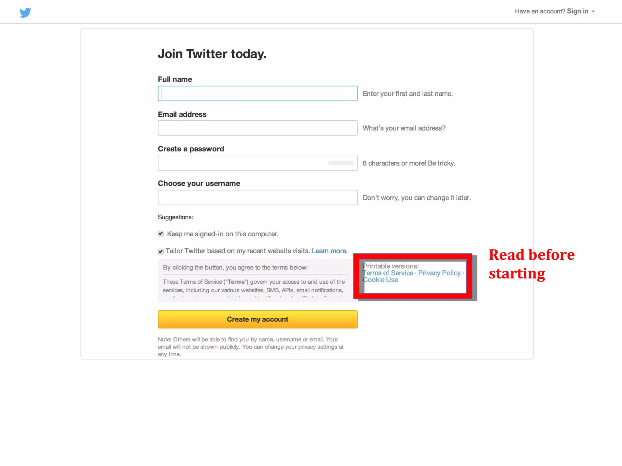 Read before
starting
 