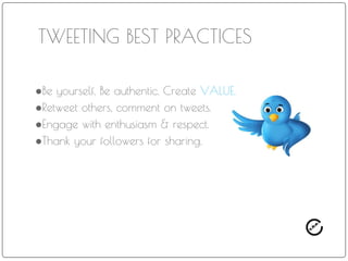 bitly is one of multiple
“link shorteners” that help
you stay within your 140
limit.
Keeping tweets to 140 isn’t
as challenging as you
may believe. Take out a
few … “and” “that” “the” …
replace numeric words
with numbers.
 