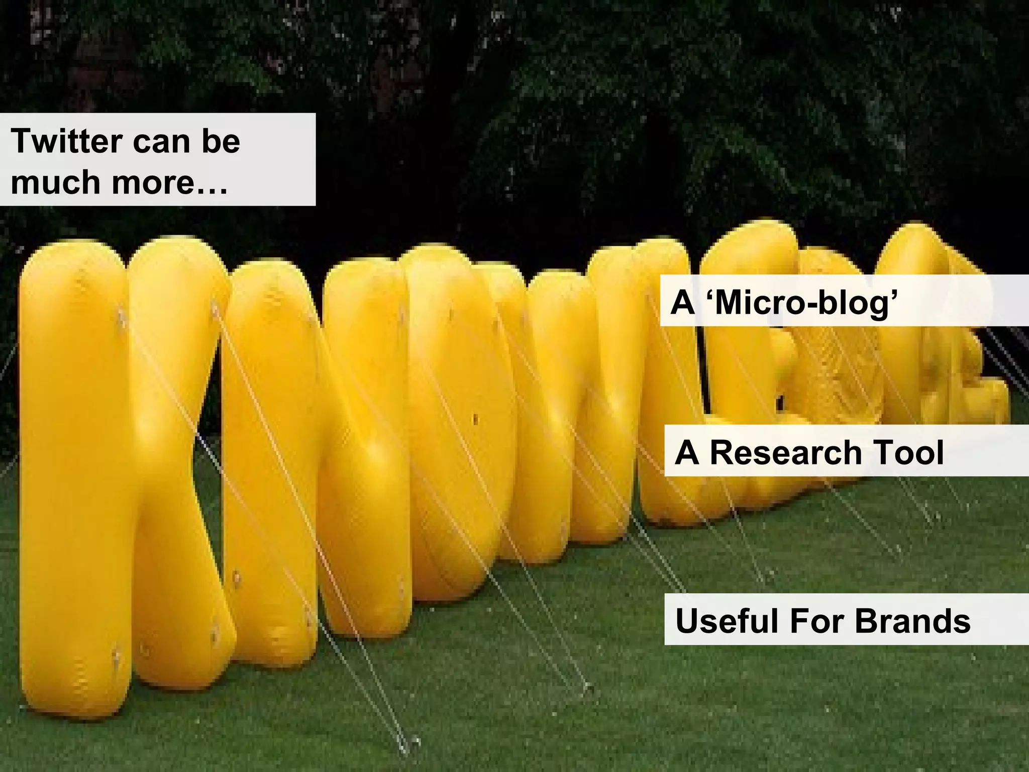 A ‘Micro-blog’ A Research Tool Useful For Brands Twitter can be much more… 