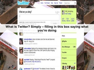 What is Twitter? Simply – filling in this box saying what you’re doing 
