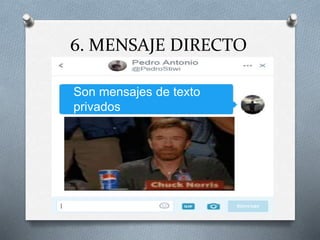 6. MENSAJE DIRECTO
Son mensajes de texto
privados
 