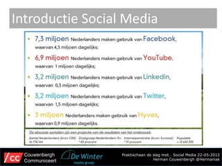 Introductie Social Media




  Couwenbergh     Praktischaan de slag met… Social Media 22-05-2012
  Communiceert                    Herman Couwenbergh @Hermaniak
 