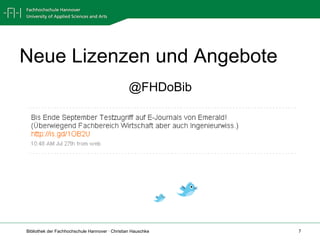 Twitter in und aus der Bibliothek der FH Hannover
