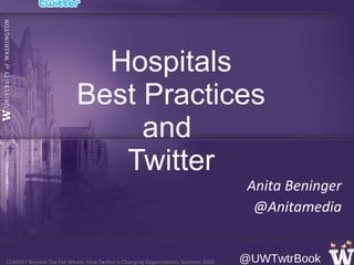 Hospitals Best Practices and  Twitter Anita Beninger @Anitamedia 