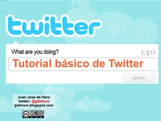 Tutorial básico de Twitter Juan José de Haro twitter:  @jjdeharo jjdeharo.blogspot.com 
