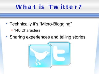 @\'s, #\'s, RT\'s and bit.ly - Twitter Basics | PPT
