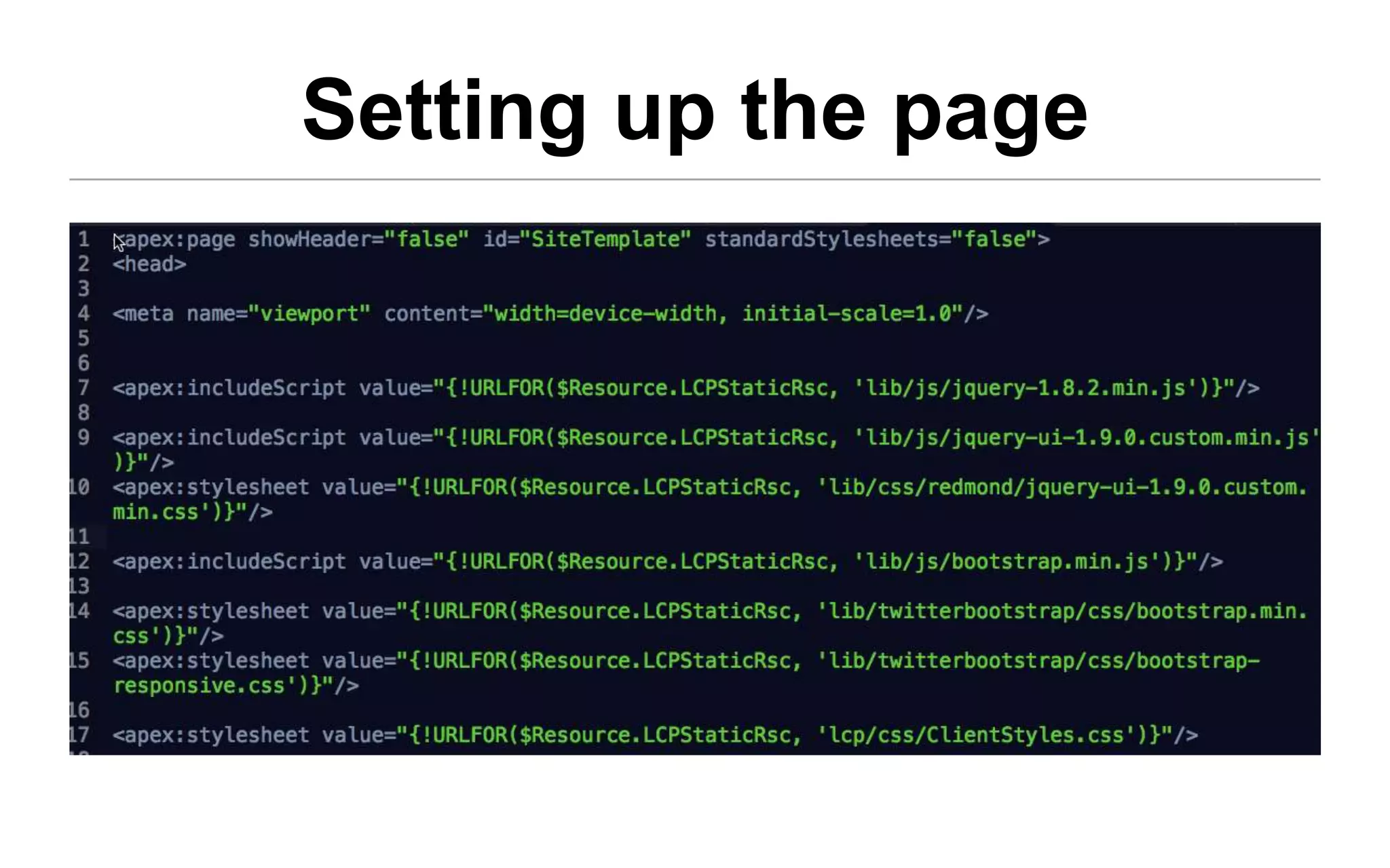Setting up the page
 