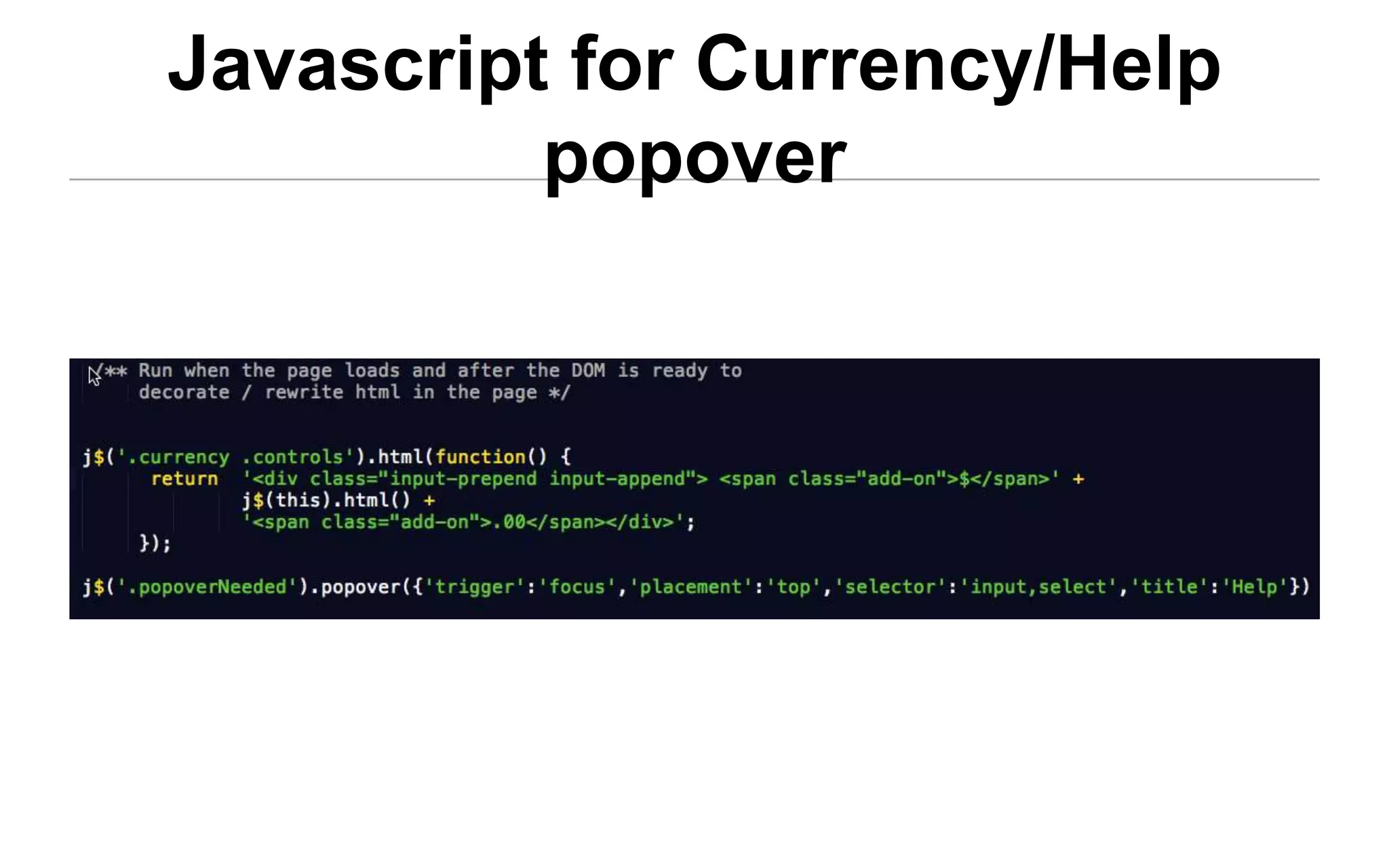 Javascript for Currency/Help
          popover
 