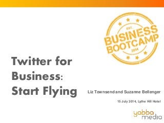 Twitter for
Business:
Start Flying Liz Townsend and Suzanne Bellenger
15 July 2014, Lythe Hill Hotel
 