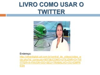 RETWEETRT (Retweet): são encaminhamentos de mensagens que outras pessoas postaram. Para isso, coloca-se RT @ username. Exemplo: RT @wordpressdotcom