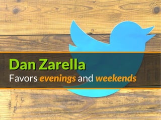 Dan ZarellaDan Zarella
Favors evenings and weekends
 