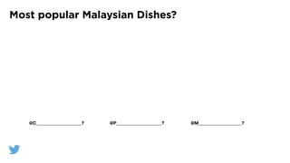 Most popular Malaysian Dishes?
@C____________________? @P____________________? @M___________________?
 
