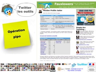 Twitter
les outils

on
Opérati
pipo

Contact : batier@univ-lyon1.fr
http://twitter.com/batier
http://twitter.com/batier

 