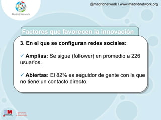 Al tiempo, son menos (73% vs 61%) quienes siguen en twitter a personas con las que ya tenían un contacto previo a través de otros canales.Uso4.7. Diferencias 2008 vs 2009En poco más de un año, aumentan en un 42% quienes utilizan twitter desde el teléfono móvil (40% vs 57%). También experimenta una evolución positiva la proporción de mensajes que son enviados a través de este dispositivo (25% vs. 38% del conjunto de actualizaciones de Twitter).