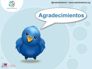  Meritocráticas: El principal motivo para decidir si seguir o no a un nuevo contacto es el interés que suscita lo que tuitea (7,8 de importancia en una escala de 0 a 10).Conclusiones4. A diferencia de otras redes sociales, los intereses profesionales están conectados con los personales. Más de la mitad de usuarios (57%) utiliza Twitter tanto por motivos profesionales como personales.