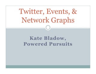 Twitter, Events, &
 Network Graphs

   Kate Bladow,
 Powered Pursuits
 