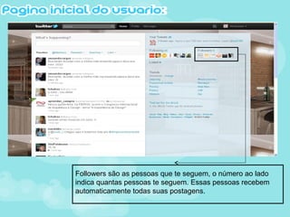 Followers são as pessoas que te seguem, o número ao lado
indica quantas pessoas te seguem. Essas pessoas recebem
automaticamente todas suas postagens.
 